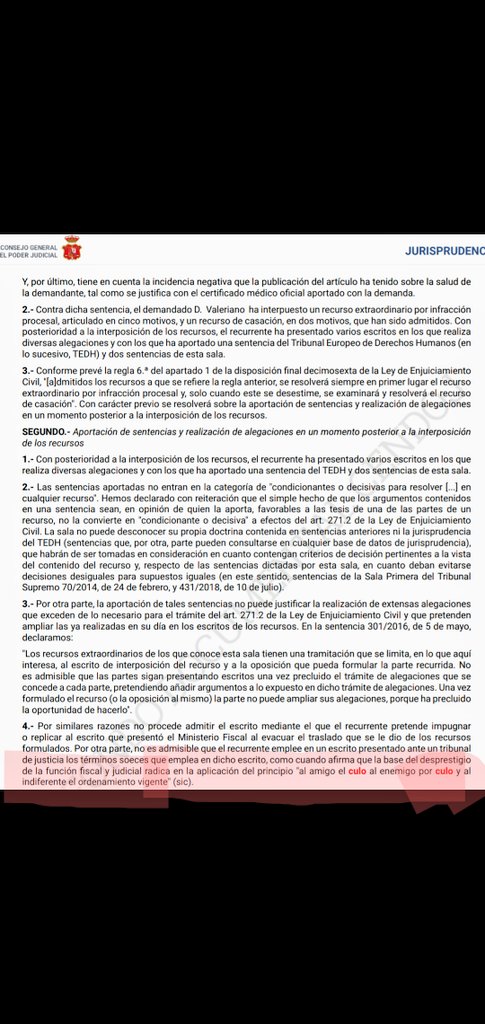 JuezTeo's tweet photo. Nuevo principio del Derecho: «al amigo el culo, al enemigo por culo y al indiferente el ordenamiento vigente», según escrito presentado por un abogado ante el Tribunal Supremo👇 https://t.co/pd9j0BV27k