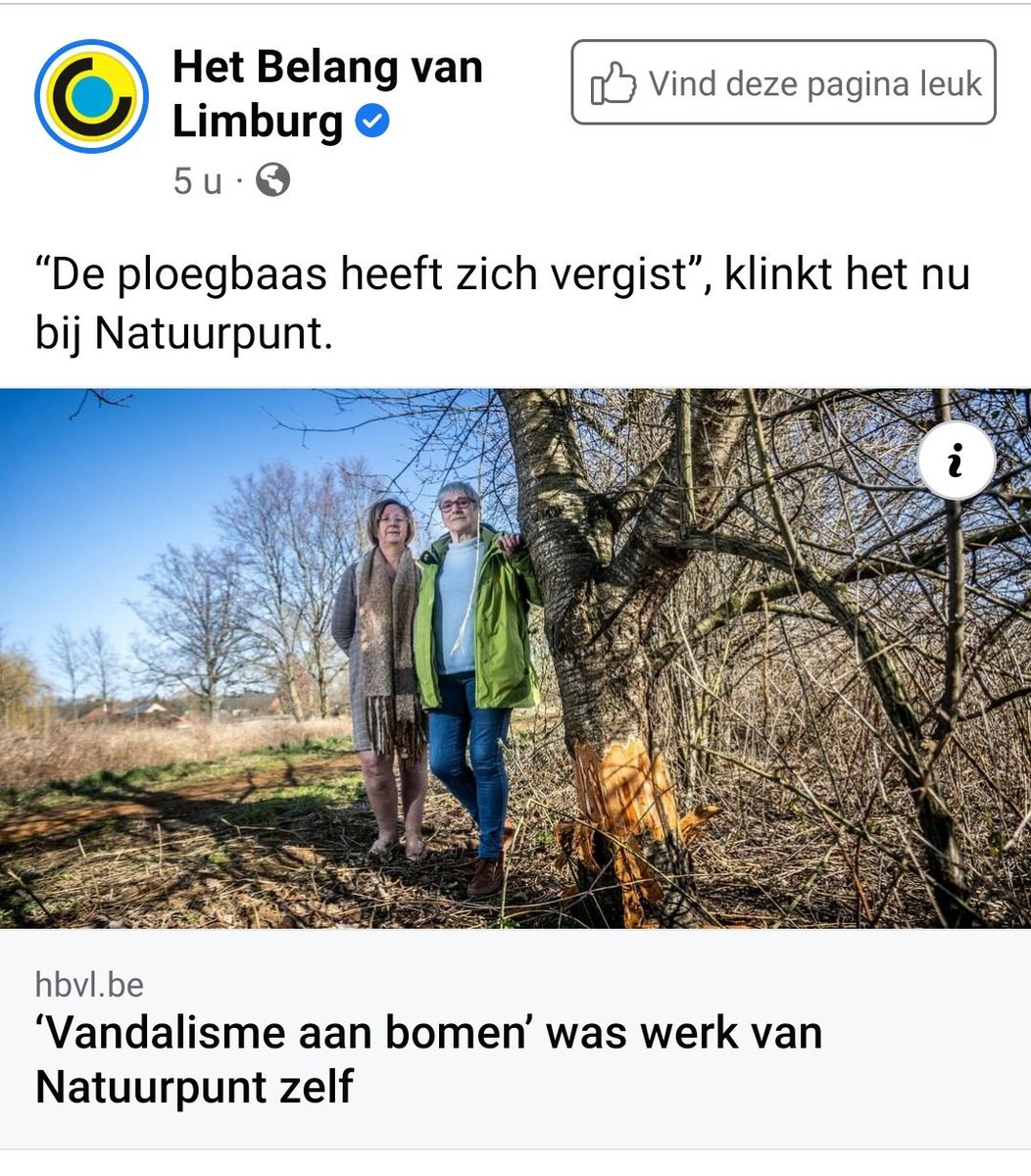 Waarom schrik ik daar niet van... <a href="/MijnNatuurpunt/">Natuurpunt</a> 
Ploegbaas heeft zich vergist... dat geloofd de domste idioot nog niet