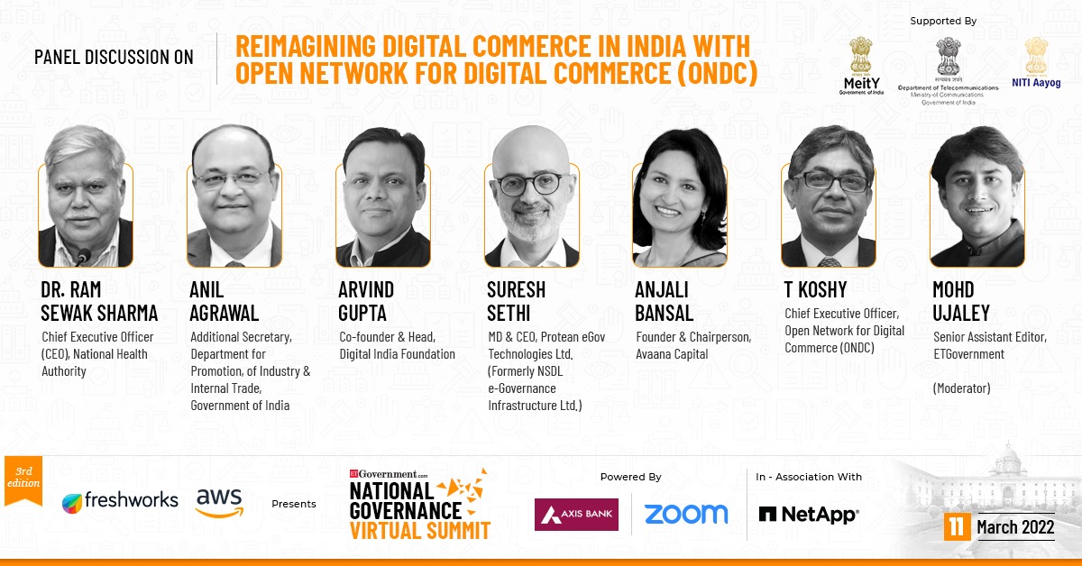 You definitely can't miss the exclusive panel discussion on ‘Reimagining Digital Commerce in India with Open Network for Digital Commerce (ONDC)’.

The 3rd edition of #ETNGVS is less than 24 hours away!

Few seats left. Register now: bit.ly/3Gbwn6Y