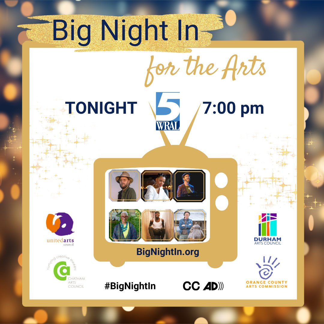 UnitedArtsWake's tweet photo. Many thanks to our Community Sponsor @PNCBank for being a pART of #BigNightIn. Join them TONIGHT at 7pm on WRAL &amp; enjoy performances by @OfficialNnenna @BenFolds @hissgldnmssr &amp; more! #SupportLocalArts #BNI22 https://t.co/OVjtltMQOJ @DurhamArts @chathamarts @OCNCArts https://t.co/lWscDCdyCv