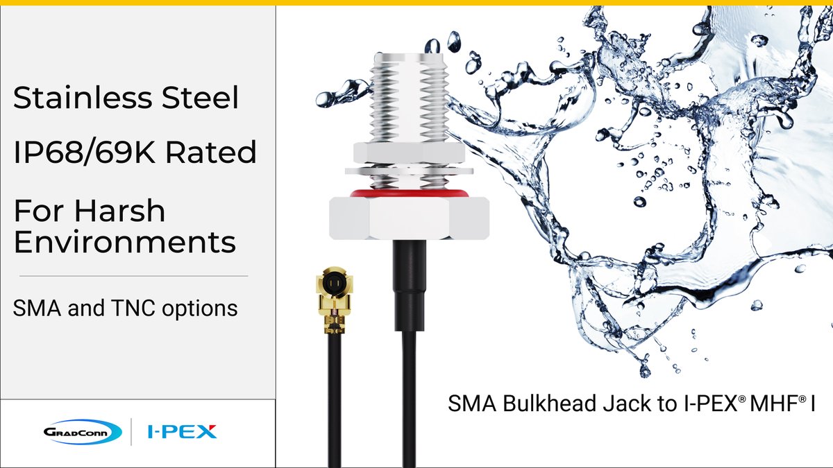 GradConn_Ltd's tweet photo. Our Nautilus range of IP67/IP68/IP69K coaxial cable assemblies are designed to withstand extremely harsh environments where gold-plated brass is not resilient enough. 

Available in assemblies with a variety of RF connectors - including I-PEX: https://t.co/H0UjEph3UX

#gradconn https://t.co/gmjSxBWuh7