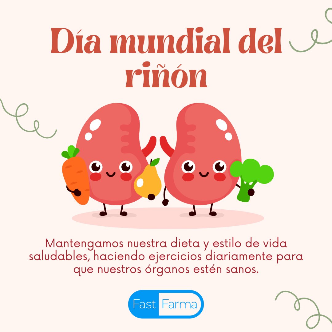 Fastfarma_Mx's tweet photo. Hoy se conmemora el #DíaInternacionalDelRiñón para hacer conciencia sobre la importancia de este órgano y sus funciones, para prevenir las enfermedades renales. 
Los riñones se encargan de realizar funciones de limpieza, equilibrio químico de la sangre y producción de hormonas. https://t.co/uwf9l3tiut