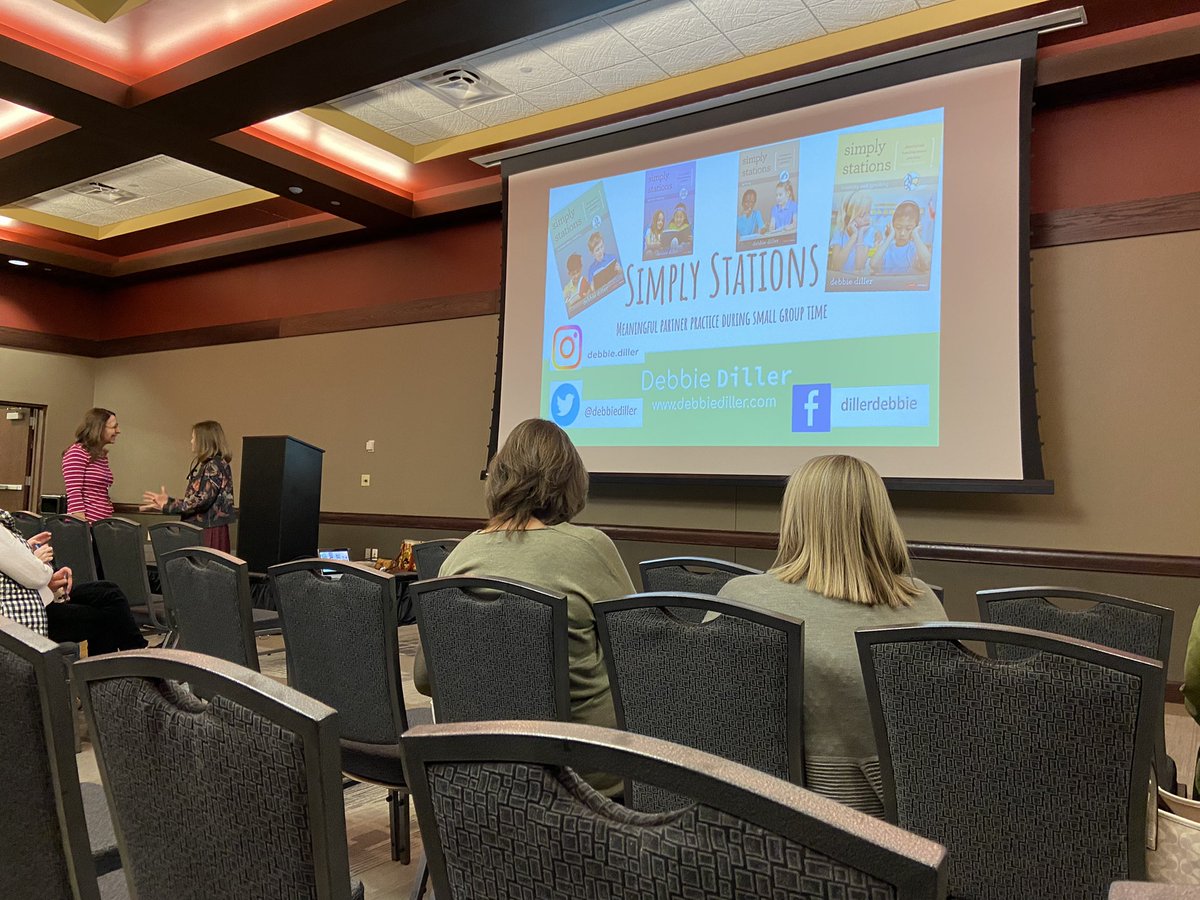 My first session and first trip ever to IRC and I’m already fan Girl geeking out when Debbie Diller is chatting with Maria Walther before it starts 📚😍#IRC2022