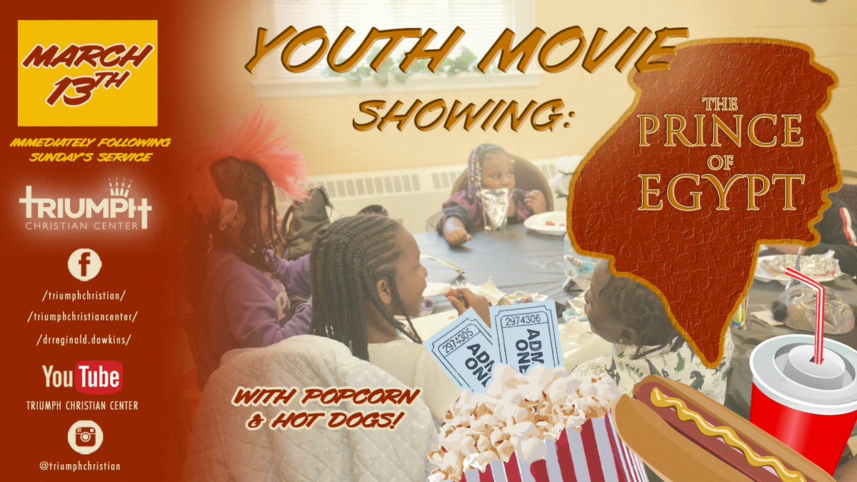triumphccenter's tweet image. Join us this Sunday, directly following service, for a Showing of "The Prince of Egypt!" 
fb.me/e/1AbqQ9Jm2

#TriumphChristian #TheKingdomVOICE #EngagingCommunities #fellowship #churchfamily #biblestories #pleaseshare