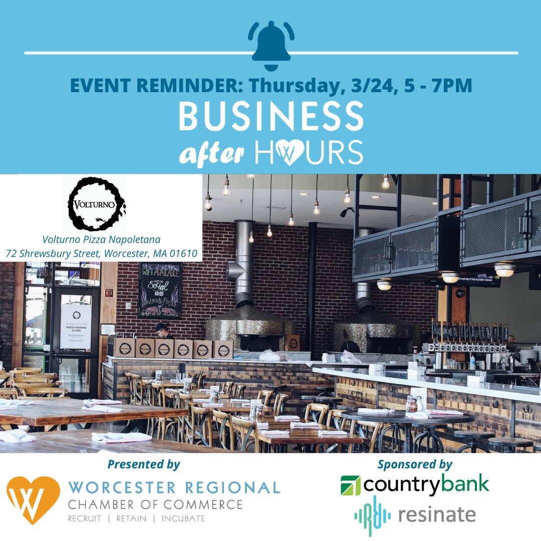You won't want to miss our next Business After Hours at Volturno Pizza! Experience this local Authentic Italian spot specializing in regional handmade 🍝, 🍕 Napoletana, local craft 🍺, &amp; specialty 🍸!
 
TY to our sponsors, <a href="/Country_Bank/">Country Bank</a> &amp; <a href="/resinatewithus/">Resinate</a> 
zcu.io/3wgx
