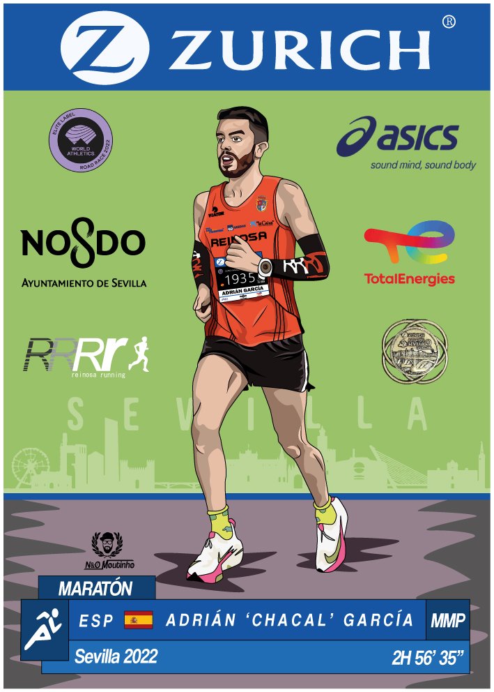 nandomoutinho's tweet photo. Ilustración recuerdo del paso de @Adri_reinosa por la maratón de Sevilla donde consiguió su mejor marca personal (MMP) bajando de las 3 horas.

¿Os gusta? Se agradece RT
#Sevilla #Sevilla2022  #MaratonDeSevilla2022 #Marathon #ZurichMaratonSevilla #ReinosaRunning https://t.co/FgigTkTjPL