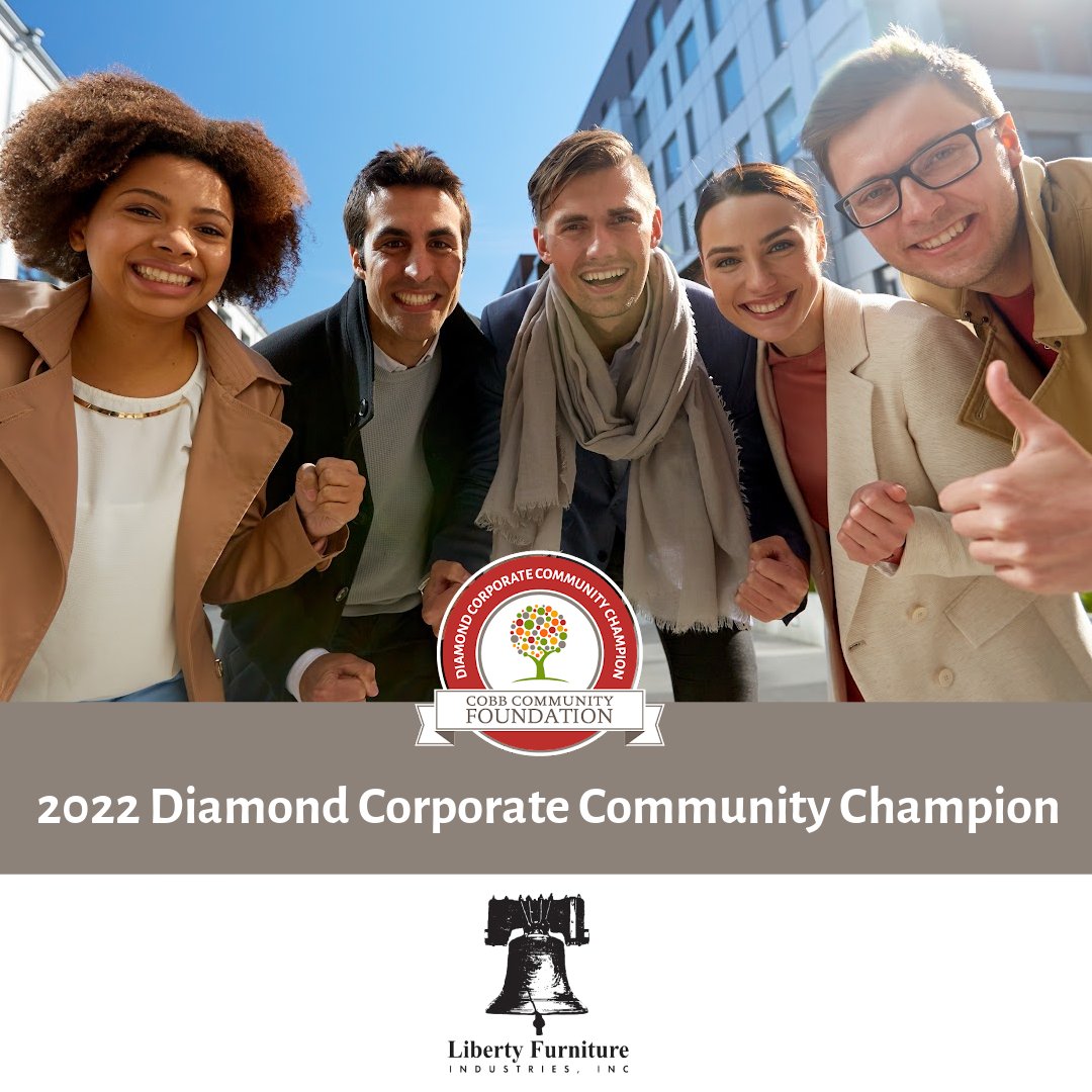 CobbCF's tweet image. THANK YOU LIBERTY FURNITURE INDUSTRIES!
Welcome back @libertyfurn as a 2022 Corporate Community Champion at 💎Diamond Level! We value your support of our mission and work connecting donors in our community with causes that matter. 

#CCF #DiamondLevel #CorporateCommunityChampion