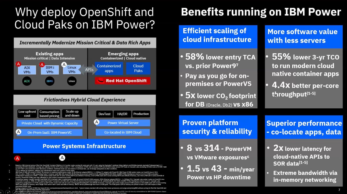 I like the slide. Why deploy #OpenShift and #IBM CloudPaks on #IBMPower?