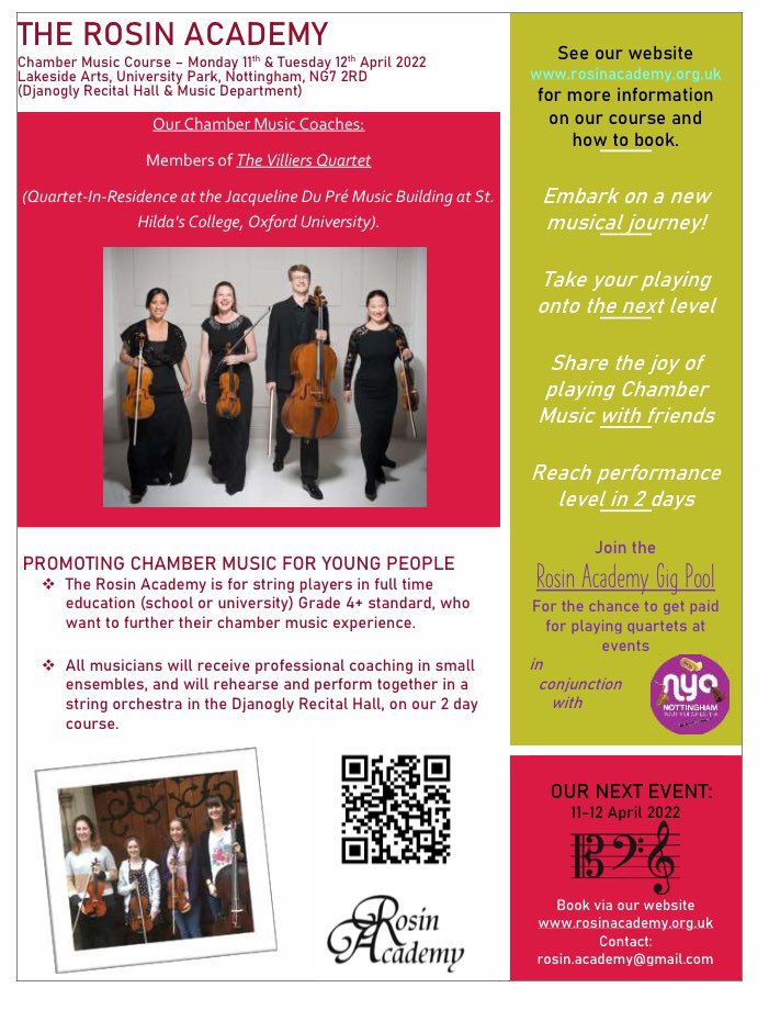 MusicNottm's tweet photo. Our next Chamber Music Course is on 11/12 April 2022. Book now at https://t.co/PQRd6VnLkG 🎵@VilliersQuartet @LakesideArts @NottmUniversity @UoNMusic @Nottchamberfest https://t.co/csmBrpI6n1