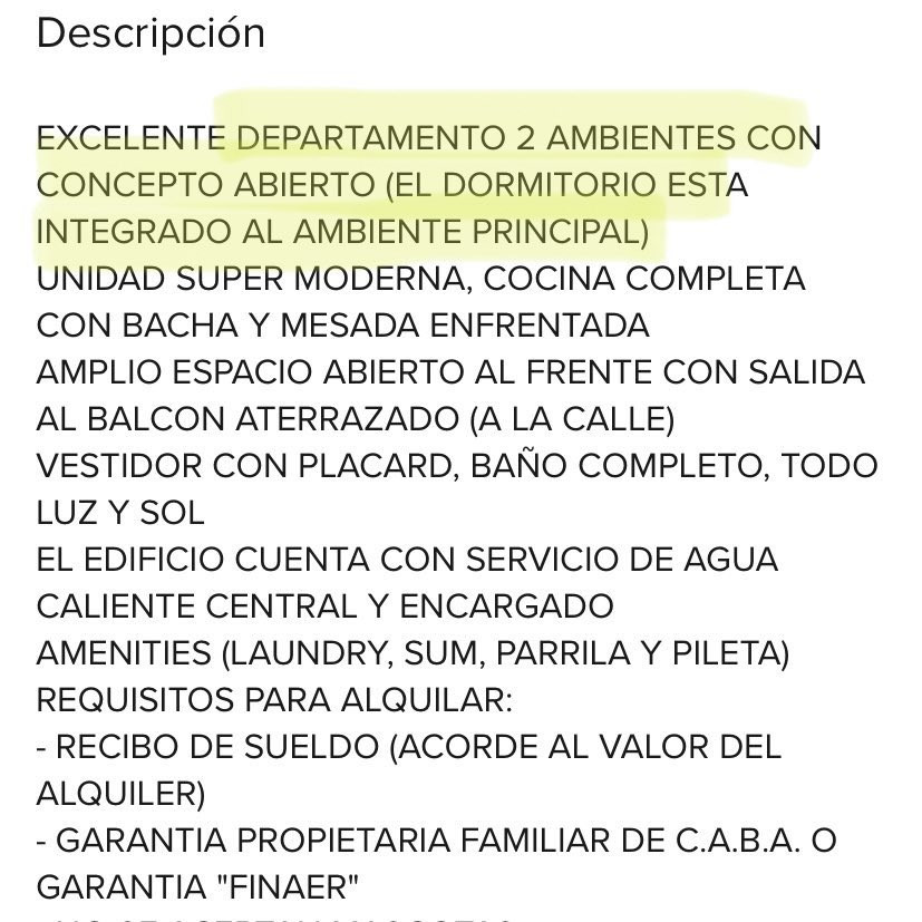 nesquickly_'s tweet photo. “2 ambientes concepto abierto” o lo que en castellano antiguo llamamos monoambiente

así te roban en palermo alert https://t.co/RREmWpAohX