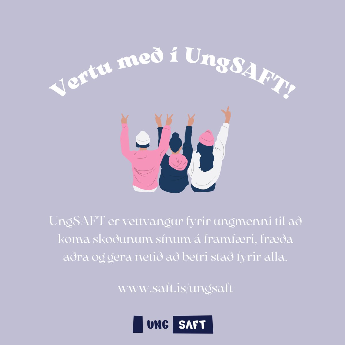 Við hvetjum alla til að kynna sér ungmennaráð SAFT!

Það er mjög mikilvægt að raddir ungmenna heyrist! 🤍 Hægt er að skrá sig í UngSAFT á: saft.is/ungsaft

Nánar á: instagram.com/ungsaft - eða instagram.com/saft_netoryggi