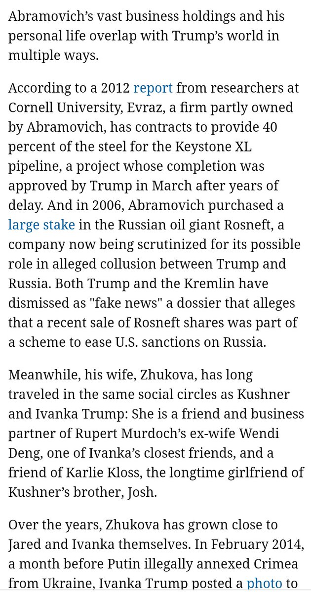 sarahkendzior's tweet photo. Jared Kushner and Ivanka Trump are deeply tied to Roman Abramovich -- the oligarch finally sanctioned by the UK -- and Abramovich's business world overlaps greatly with that of the Trump family.
https://t.co/9uVkhbFxna https://t.co/oKQRZ3hLHU