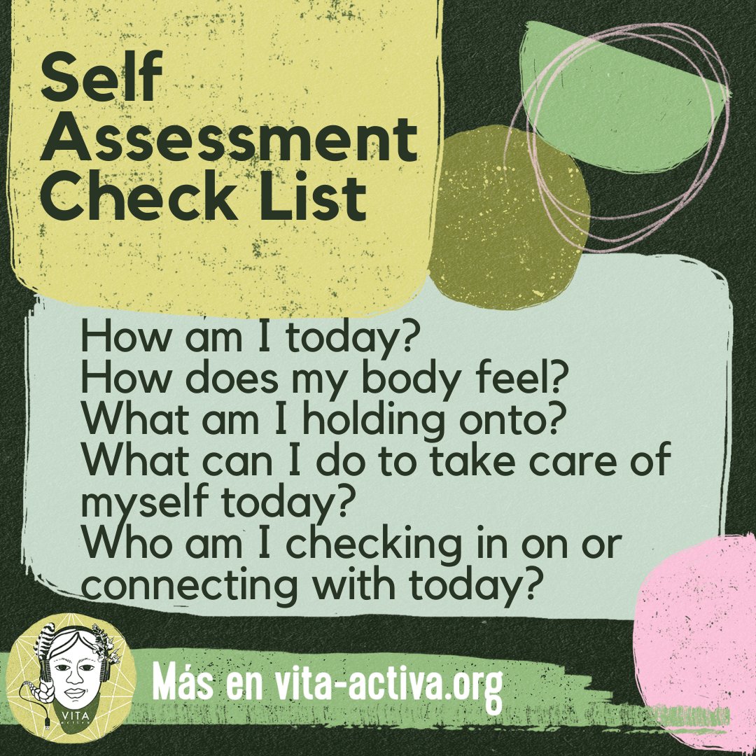 VitaActivaOrg's tweet image. Follow the #ResilienceLab from the distance...try to answer the questions for the Self-Assessment Check List
#MozFest #mozfest2022 #VitaActivaOrg
More at: schedule.mozillafestival.org/session/QGPNSG…
Remember, you are not alone 🌻💛💙