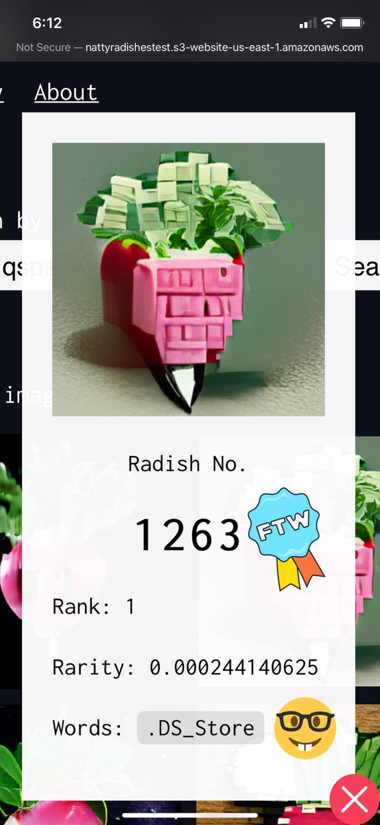 NattyRadishes's tweet photo. The #1 rarest radish has just been won from the pot! #ds_store ๐ looks tasty
$xrd #nfts #radix #radixrevelation $exrd https://t.co/5N5UQk7i5A