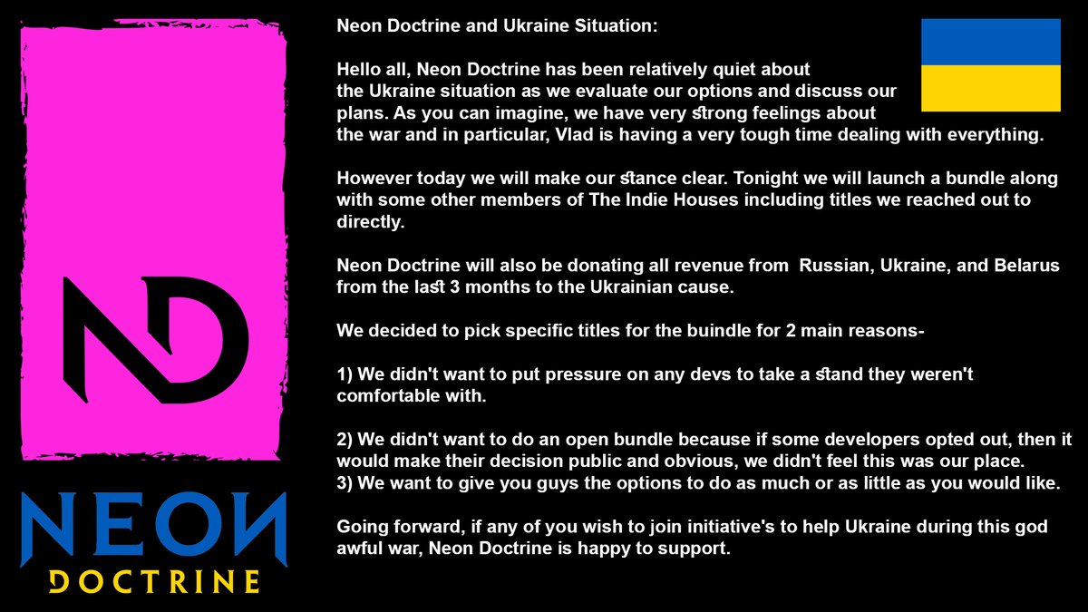 Our statement:
#FuckTheWar
#Ukraine️ 

Слава Україні🇺🇦 <a href="/Ukraine/">Ukraine / Україна</a> 
store.steampowered.com/bundle/25149/H…