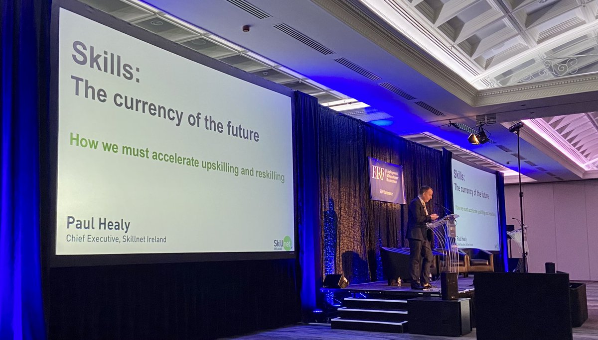 ERFIreland's tweet photo. Some great insights into #skills &amp; #upskilling - the currency of the future - with @pjthealy from @SkillnetIreland. 
#erfconf @ERFIreland https://t.co/jJrCfep0Ra