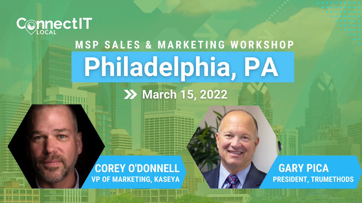 ID_Agent's tweet image. Calling all #MSPs! Join us for the next #ConnectITLocal in Philadelphia, PA on March 15, and learn how you can jumpstart your sales in 2022 with @garypica of @TruMethods and Corey O&apos; Donnell of @KaseyaCorp! Learn more: bit.ly/3jayFKi