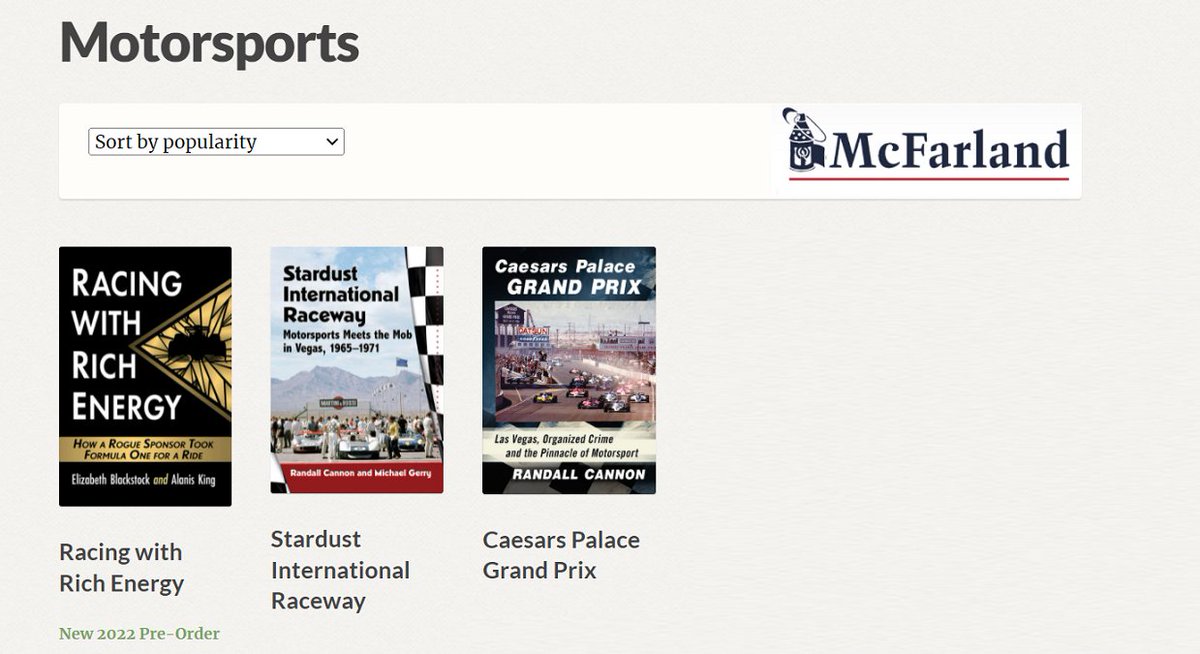 Rcng_Thru_Shdws's tweet photo. And just like that!
"Racing with Rich Energy" vaults to #1 in category on the publisher's website. I am SO happy for my colleague authors under the @McFarlandCoPub imprint, none other than @eliz_blackstock and @alanisnking!
Pre-order your copy now at https://t.co/4kR6qQR9pE https://t.co/M42DOvmMO4