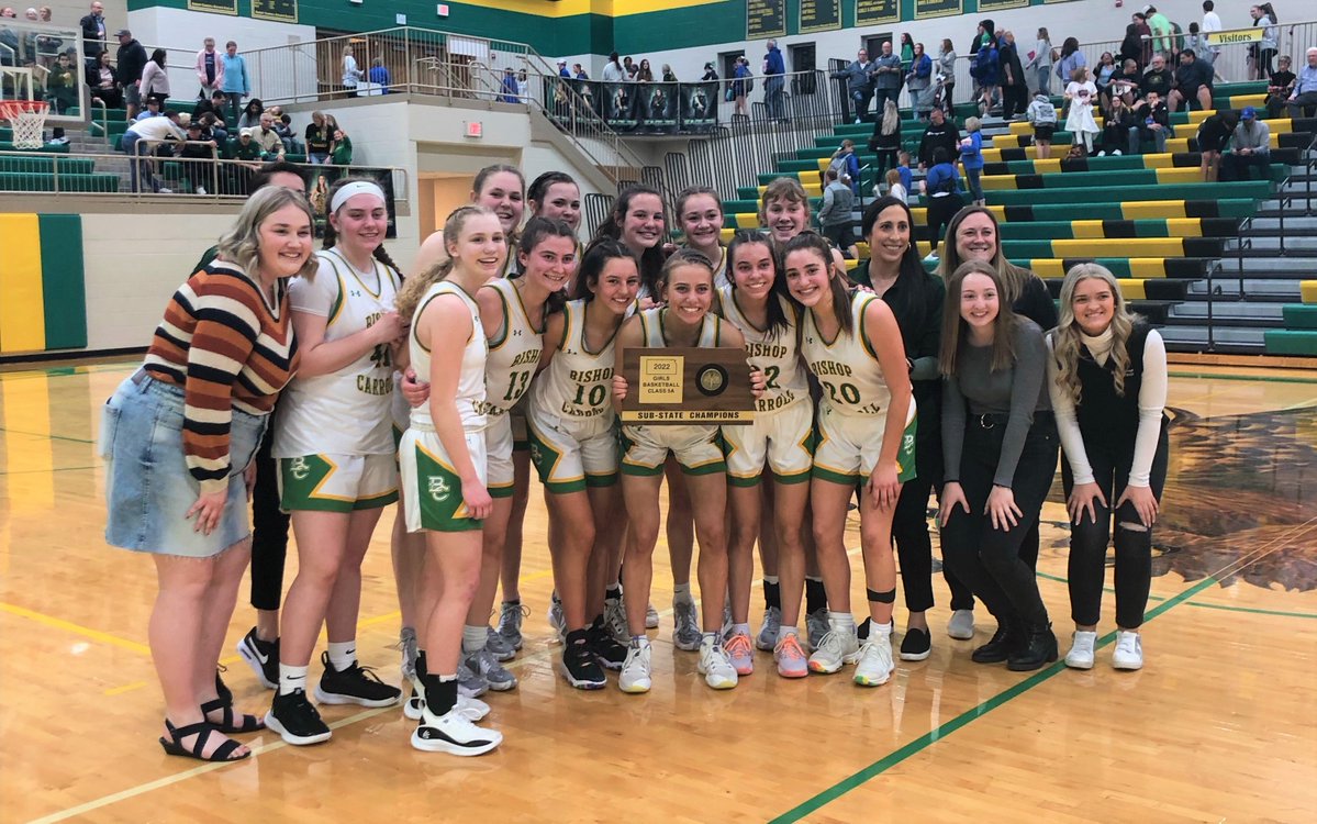 BCCHS_Eagles's tweet photo. Today at 4pm our sub-state champion girls basketball team takes on Andover Central in the state tournament in Emporia, looking to avenge a season-opening loss to the Jaguars. Do it to it, ladies! #BCBBall #EaglesICT https://t.co/2ZlkeR90TP