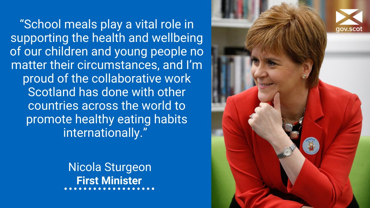 ScotGovFM's tweet photo. First Minister @NicolaSturgeon has sent her best wishes to everyone taking part in the 10th annual International School Meals Day @IntSchoolMeals, which began as a partnership between @scotgov and @USDANutrition. #ISMD2022 #ISMDX https://t.co/RGMfwTUpV3