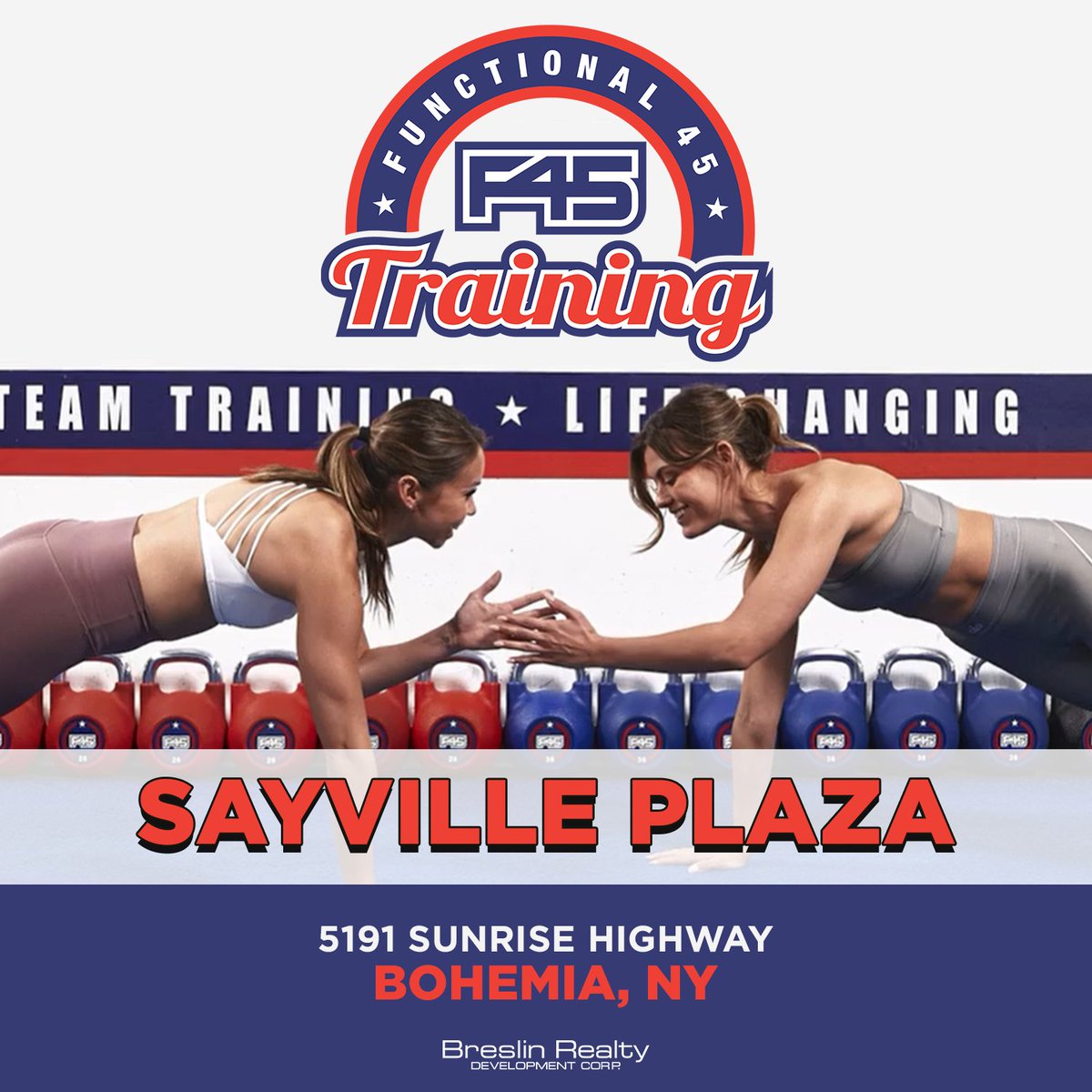 BreslinRealty's tweet photo. Coming Soon to our Sayville Plaza: @F45Training will be opening in 2022! Click here to read more: https://t.co/ZHzLWtgAdz https://t.co/pEPDsvOixo