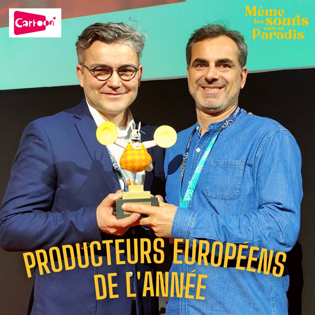 FilmsCygne's tweet photo. 🌟 Producteurs de l'année 🌟
Merci aux Cartoon Tributes pour cette belle récompense attribuée à tous les producteurs de Même les Souris vont au Paradis 🦊🐭
Merci encore à tous nos coproducteurs pour cette aventure d'animation européenne 🎉

 #producteur #producer #Animation https://t.co/gl165eY1dl