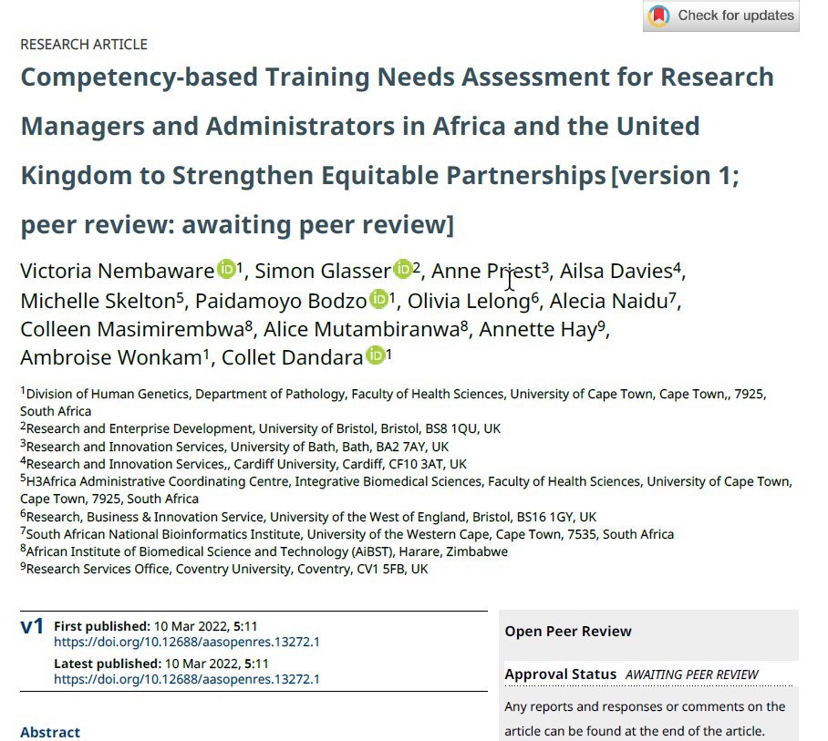 SickleInAfrica's tweet photo. New Pre print led by #SickleInAfrica's Dr Vicky Nembaware and published in @AASOpenRes: Competency-based Training Needs Assessment for Research Managers and Administrators in Africa and the United Kingdom to Strengthen Equitable.  Link to article: https://t.co/xgKq9USTb9. https://t.co/G2kRNPosfK