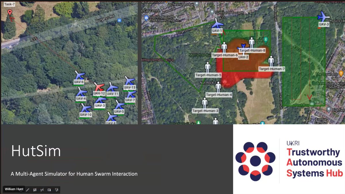 Mo_Naiseh's tweet photo. William Hunt is giving a presentation about HutSim – A Human-Centered Multi-Agent Simulator. #TASwarm22
@tas_hub @MDivband https://t.co/q3dqpBfPfJ