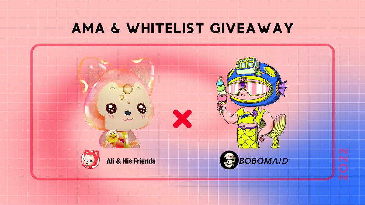 We're so glad to host an #AMA with <a href="/bobomaid/">BoBo Maid</a> on our Discord🚀as well as WL Giveaway😍

📍discord.gg/alinft
⏰1PM UTC, March 11th
🎁5 BOBO MAID WL Giveaway

❤️Like + RT and ask your questions about <a href="/bobomaid/">BoBo Maid</a> 
🙌Tag 3 Frens!
📢Follow <a href="/0xALINFT/">ALI & HIS FRIENDS</a> &amp; <a href="/bobomaid/">BoBo Maid</a>
⭐️Ending in 24hrs