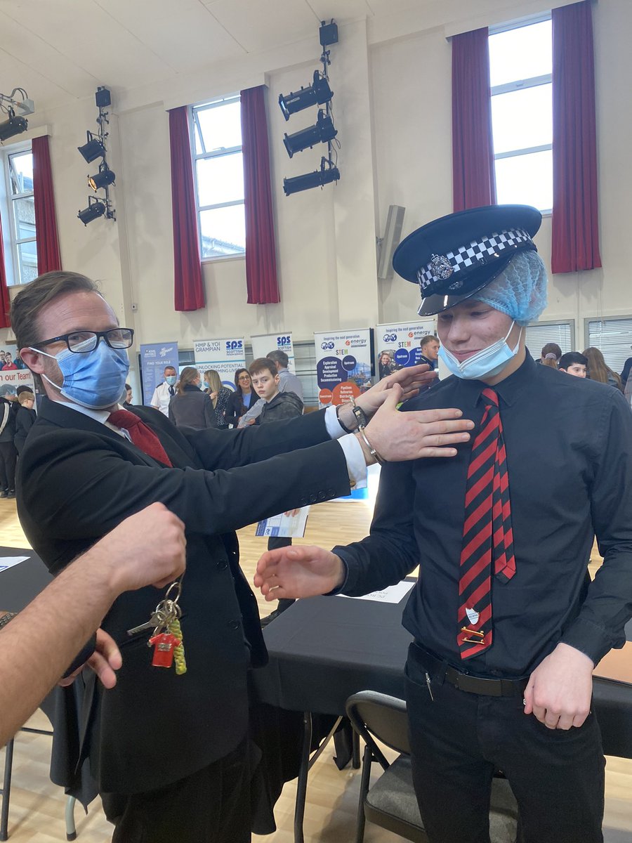 When you show up to and find Vice-School Captain Josh Strachan arresting Mr Walton on suspicion of planning a careers fair that’s too successful 🤭 <a href="/FraserburghAcad/">Fraserburgh Academy</a>