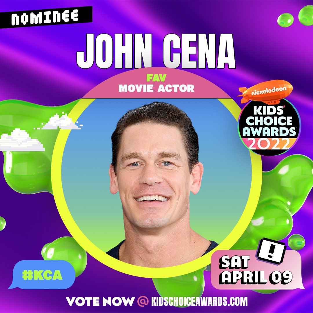 StephMcMahon's tweet photo. Congratulations to @TheRock, @JohnCena, @SashaBanksWWE &amp; @AustinCreedWins for their @Nickelodeon #KCA nominations for ‘Favorite Movie Actor’, 'Favorite Female Sports Star' &amp; 'Favorite Male Creator'! Cast your votes now at https://t.co/20w4aiu8aM and tune in on April 9th! https://t.co/NehxJhvwOA