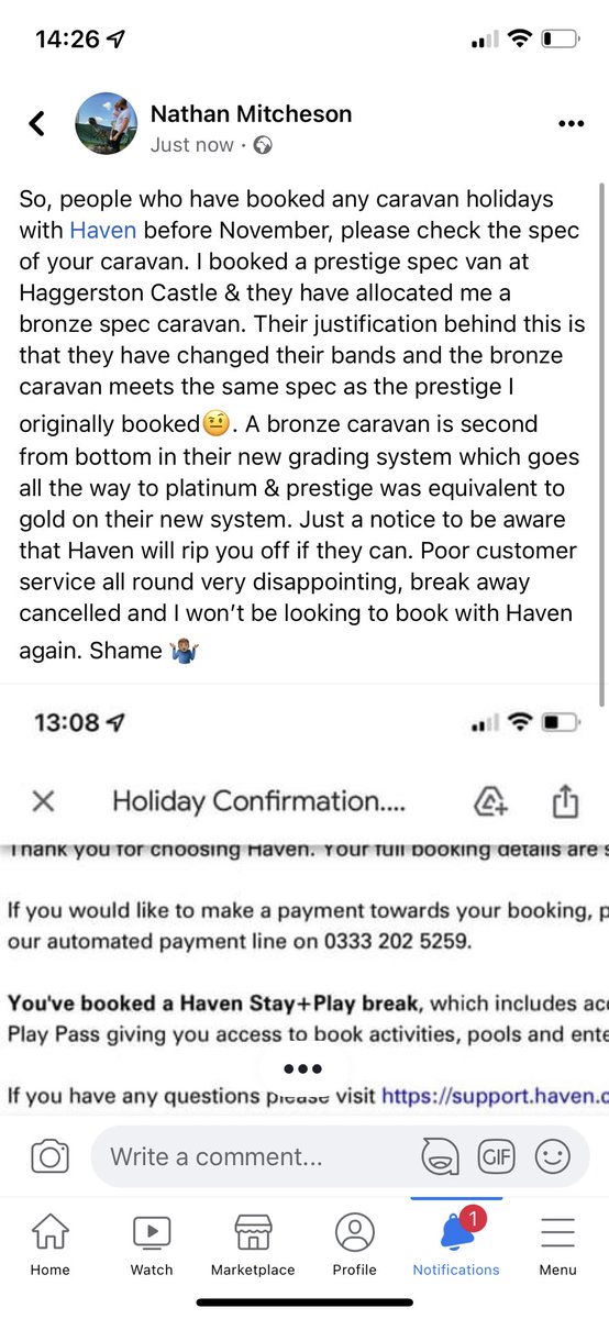 MitchesonNathan's tweet photo. @haven Great experience &amp; customer service, also the other 5 families will be cancelling today. Shame that you can just change the spec of a booked and paid for caravan. #haven #ripoff #stinkybronzecaravan https://t.co/111HZUWVUz