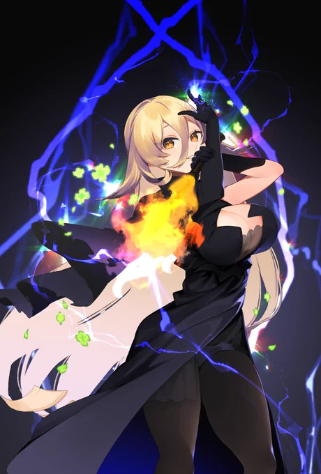 四葉に魅入られた炎と雷の魔女すき #ソシ絵ール 