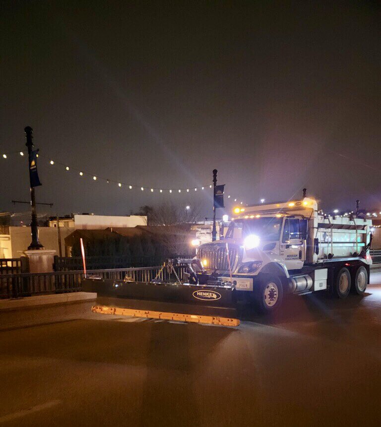 MerriamKS's tweet photo. The birds are out and so are our #TeamMerriam snow crews!

They came in at midnight to treat the roads and are now out plowing. Follow their progress at https://t.co/xwaQ1gMMET. https://t.co/Qg3VaZ15BJ