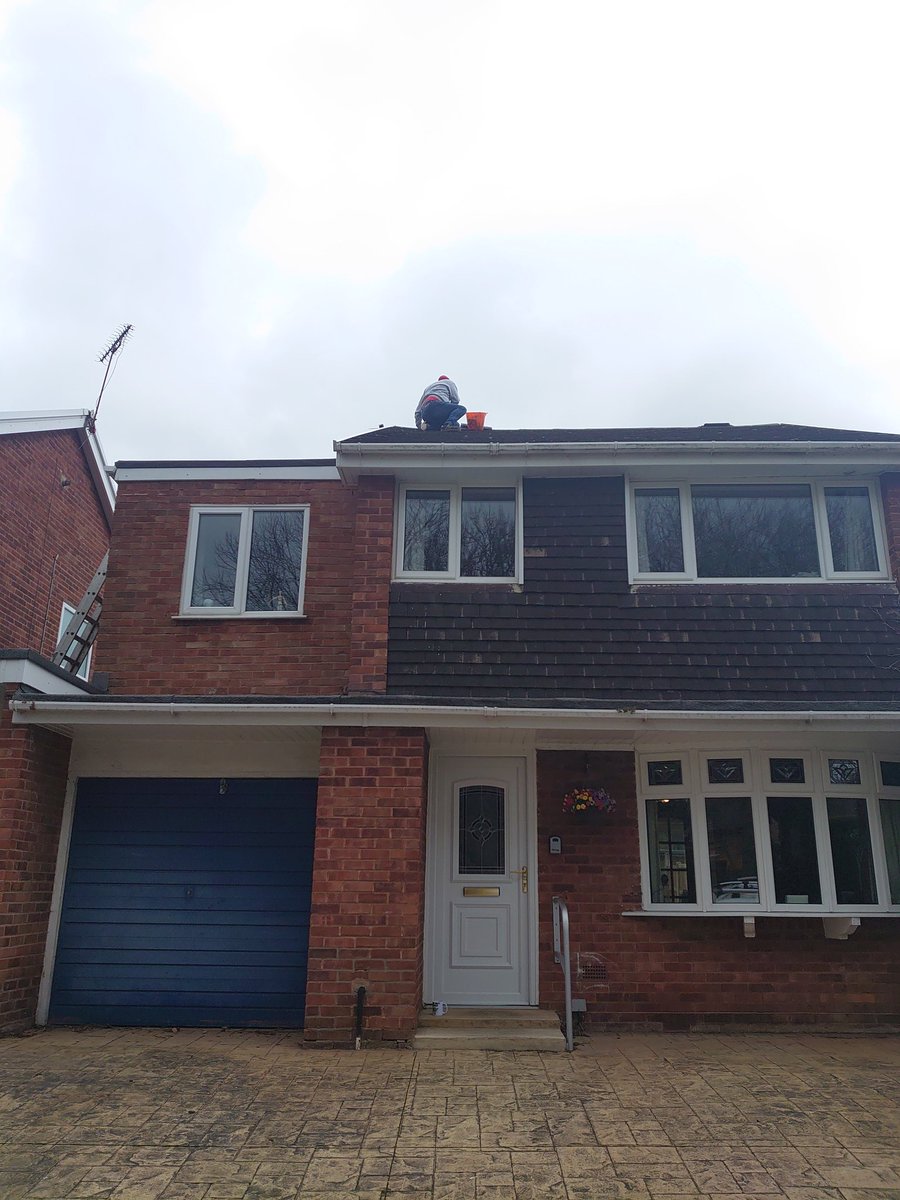 wrexham4eva's tweet photo. Is it bird is it a plane? Nope I've got the captain working on my roof. Get the kettle on Al @bootlegger1974 https://t.co/ks1ozCHt8b