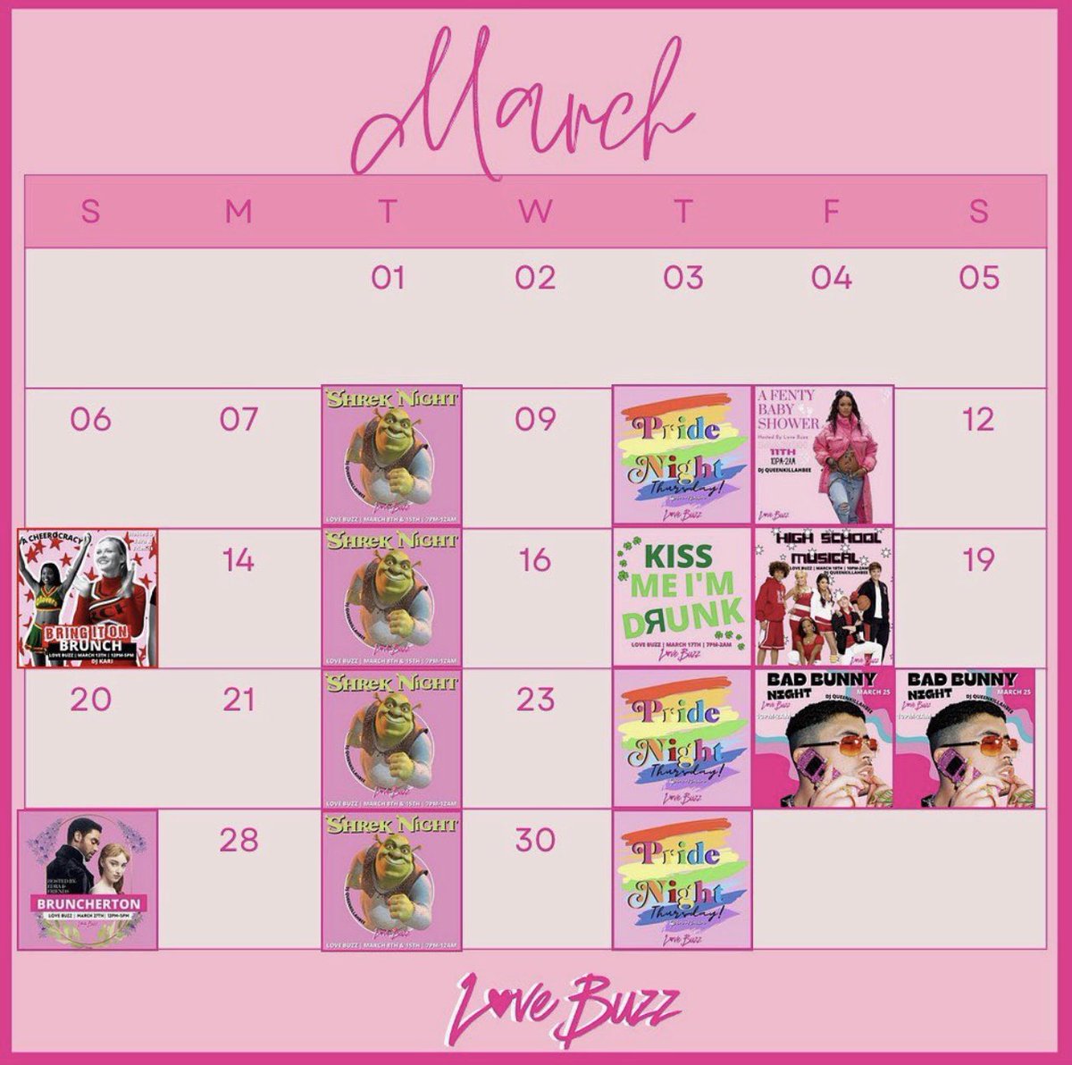 Our revised schedule💕
Shrek taco Tuesday will be all this month and we will be having pride night today🥳

All ages are welcome till 9PM!😊