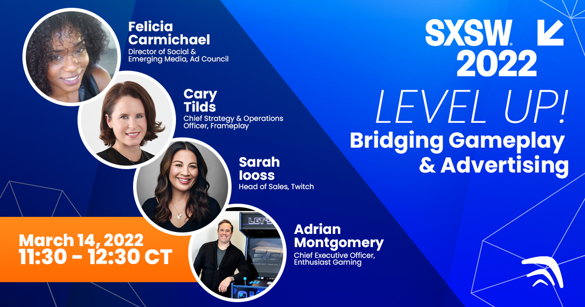 FrameplayCorp's tweet photo. 📢 #SXSW attendees: Don’t miss our panel with @AdCouncil , @Twitch , and @WeAreEnthusiast on Bridging Gameplay and Advertising: https://t.co/6ofO2GVCBL

#videogames #frameplay #advertisingtrends #advertising #advertisingagency #adagency #intrinsicingame https://t.co/fwUFS9SZEn
