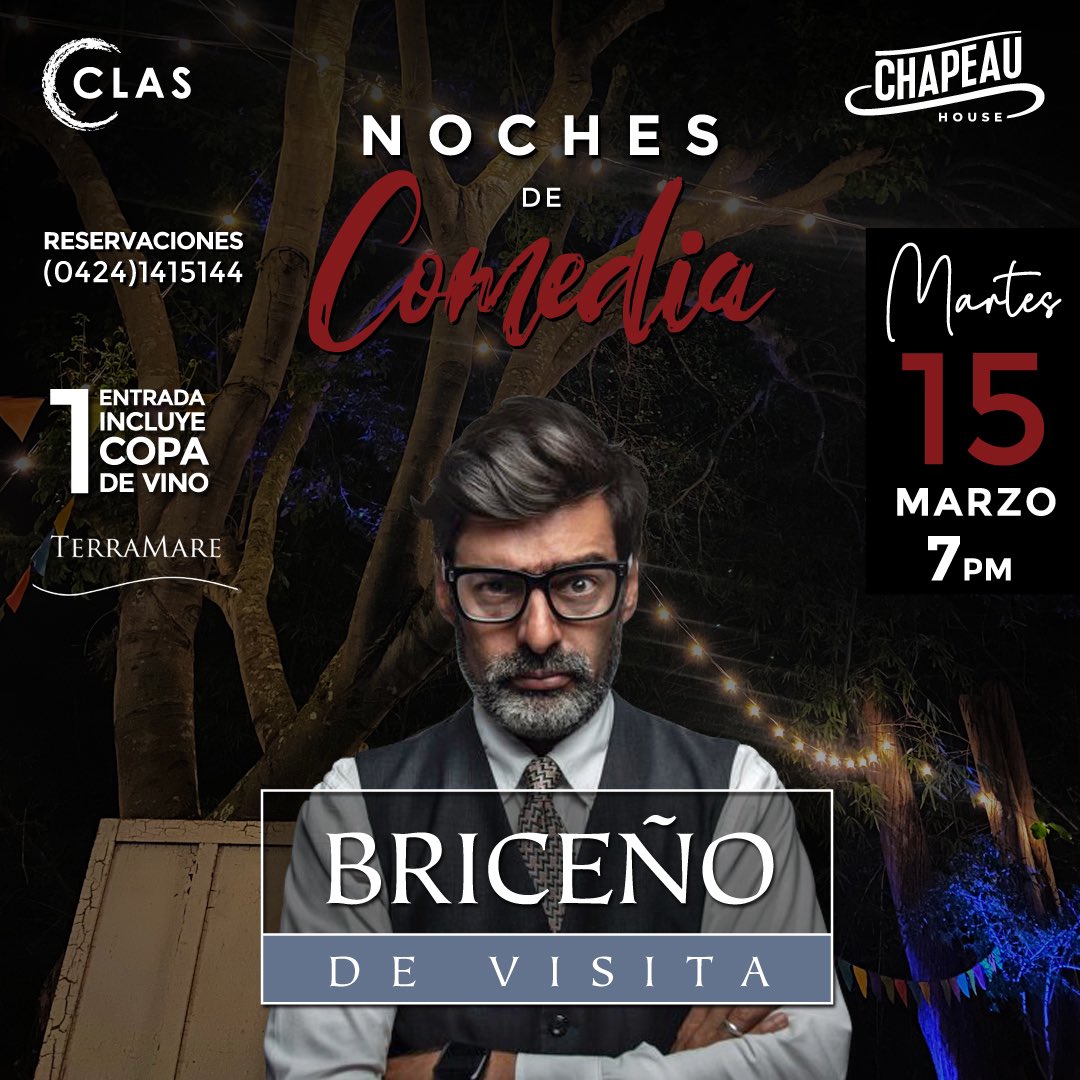 ¡El <a href="/profesorbriceno/">José Rafael Briceño</a> regresa a Chapeau House!⁣ Este próximo martes 15 de marzo a las 7:00 pm disfrutaremos del Stand Up Comedy más reciente del profe Briceño en Chapeau House ¡Te esperamos!🎙