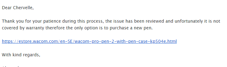chervellefryer's tweet photo. Reaching out to hopefully someone to maybe give me a lead. My wacom pen fell, the cap flew off and my puppy got ahold of it. I tried to buy a pencap from Wacom but it doesn't fit this model. Reached out to them about purchasing parts 1/2 https://t.co/zx4FwLaozC
