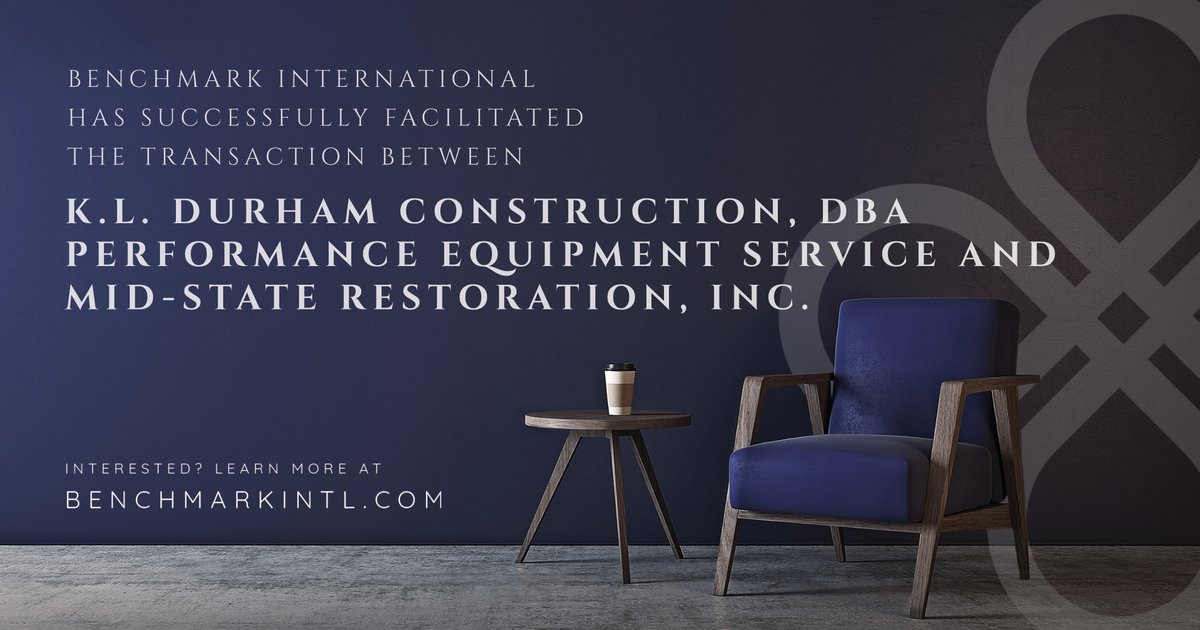 benchmarkgroup's tweet photo. Benchmark International Successfully Facilitated the Transaction Between K.L. Durham Construction, DBA Performance Equipment Service, and Mid-State Restoration, Inc.
https://t.co/esdxf6rSaL
#Dealcompletion #MandA #Sellersmarket #Constructionnews #strategic #Oppertunities https://t.co/XjQlnC9vCW