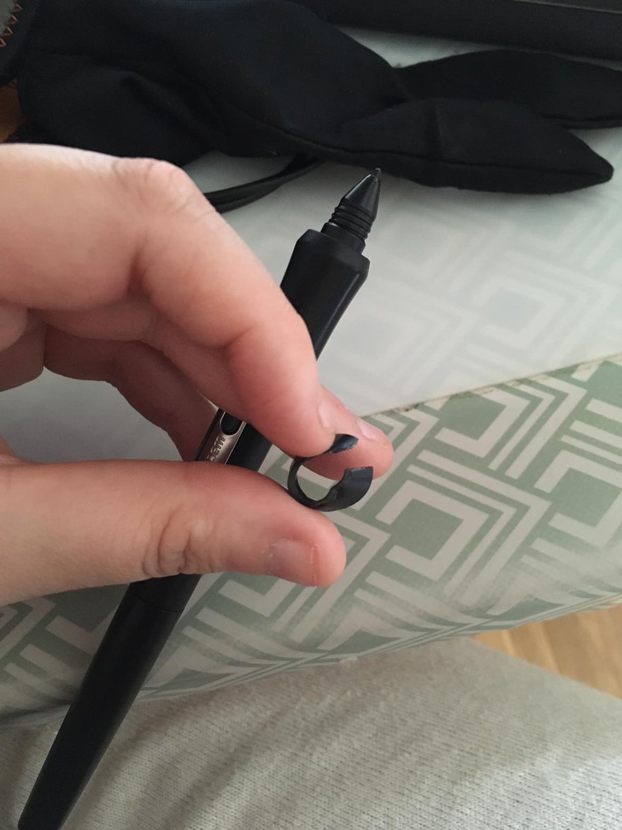 chervellefryer's tweet photo. Reaching out to hopefully someone to maybe give me a lead. My wacom pen fell, the cap flew off and my puppy got ahold of it. I tried to buy a pencap from Wacom but it doesn't fit this model. Reached out to them about purchasing parts 1/2 https://t.co/zx4FwLaozC