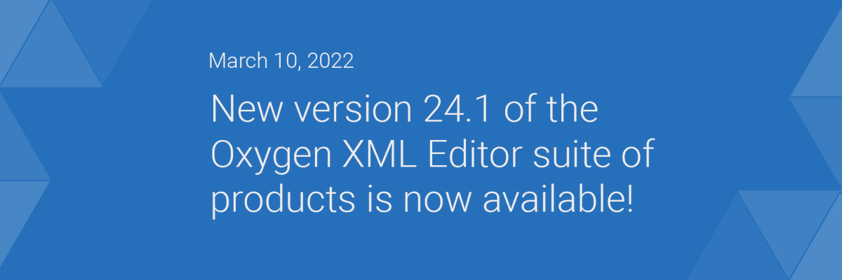 🔹🔸 𝗢𝘅𝘆𝗴𝗲𝗻 𝗫𝗠𝗟 𝗘𝗱𝗶𝘁𝗼𝗿 𝘃𝗲𝗿𝘀𝗶𝗼𝗻 𝟮𝟰.𝟭 𝗶𝘀 𝗮𝘃𝗮𝗶𝗹𝗮𝗯𝗹𝗲! 🔸🔹

With every version, we aim to make your #OxygenXML experience even better! So go ahead and check out the newest features and enhancements we've just released: oxygenxml.com/xml_editor/wha…