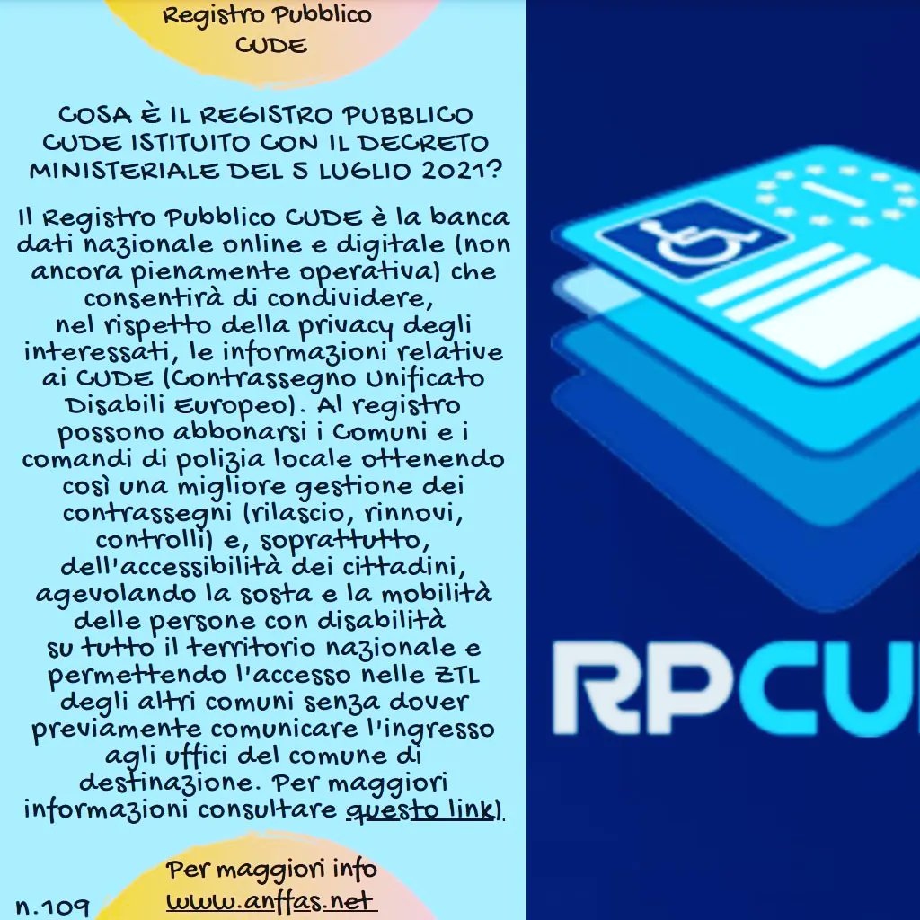 AnffasC's tweet photo. Consulta le nuove #pilloleinformative di @anffas_nazionale  sul #CEDU, il #ContrassegnoUnificatoDisabiliEuropeo che consente alla persona con #disabilità di circolare e parcheggiare in spazi riservati e zone ZTL, su tutto il territorio dell' #UnioneEuropea 🇪🇺🚘🛣 https://t.co/dzHJSzv9bi