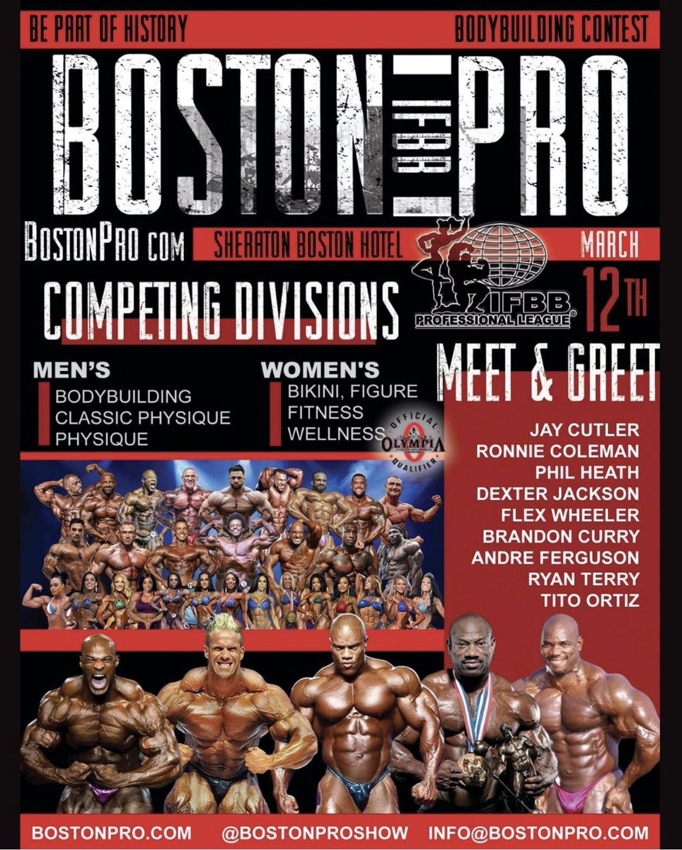 muscleinsider's tweet photo. This weekend weโre heading to Boston to cover the IFBB Boston Pro show! Visit https://t.co/Zg7cGQuGpm for contest coverage, athlete interviews and reports. #bostonpro #ifbbpro https://t.co/DkITXbkanR