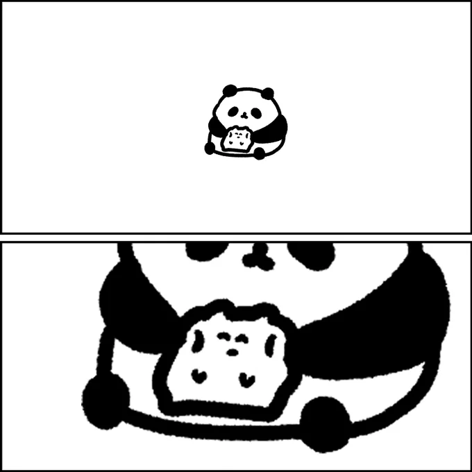 パンダにムニムニされてるウサギさん 