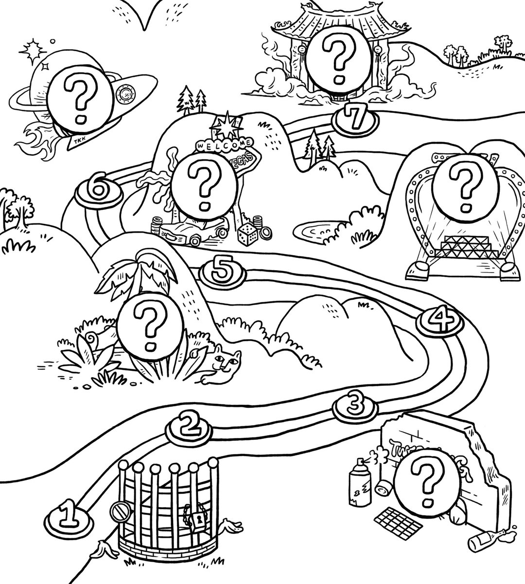 Gm frens!
A sneak peak to the TKK travel map. Where the 7 stops are is still a mystery, but Twerking Kongs are sure heading to an exciting journey!

#NFT #nftart #NFTCommumity #nftcollector #NFTCollection