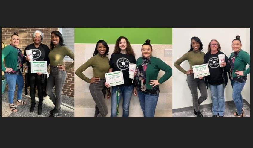 Please help us congratulate Ms. Stephens, Mrs. Alonzo, and Ms. Destiney for being nominated for SEL Teachers of the week.  

All three ladies do an amazing job building relationships with their students and being an amazing support system for them.