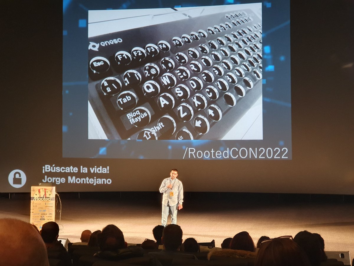 alfonso_chic's tweet photo. Seguimos con una lección de superación y admiración a partes iguales!! Búscate la vida !!! #RootedCON #Rootedcon2022 https://t.co/ZlljtjV1kr