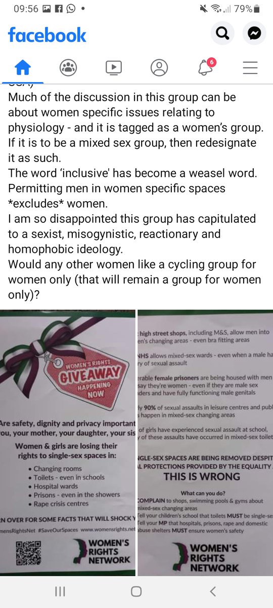 Lammysaurus's tweet photo. I have just been thrown out of a woman only cycling forum for objecting to them admitting men. Apparently they then went on about 'be kind' (which means "shut up or we'll shut you up)

Shame on you Velovixen.

#SexNotGender
#WomensRightsAreHumanRights 
#WomensRightsNetwork https://t.co/zuWLxKrPAC