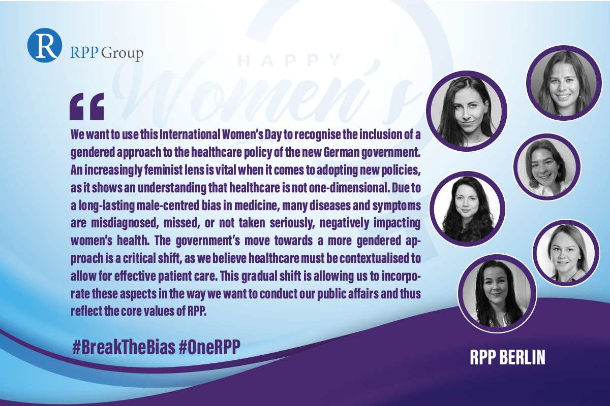 RPPGroup's tweet photo. The women of RPP Berlin reflect on the new German government and the importance of the feminist lens for policy.

#breakthebias #internationalwomensday https://t.co/RYUKCiNrqs